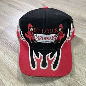 VTG St Louis Cardinals Strapback Hat MLB Baseball Nissin Flames Fire Black Cap